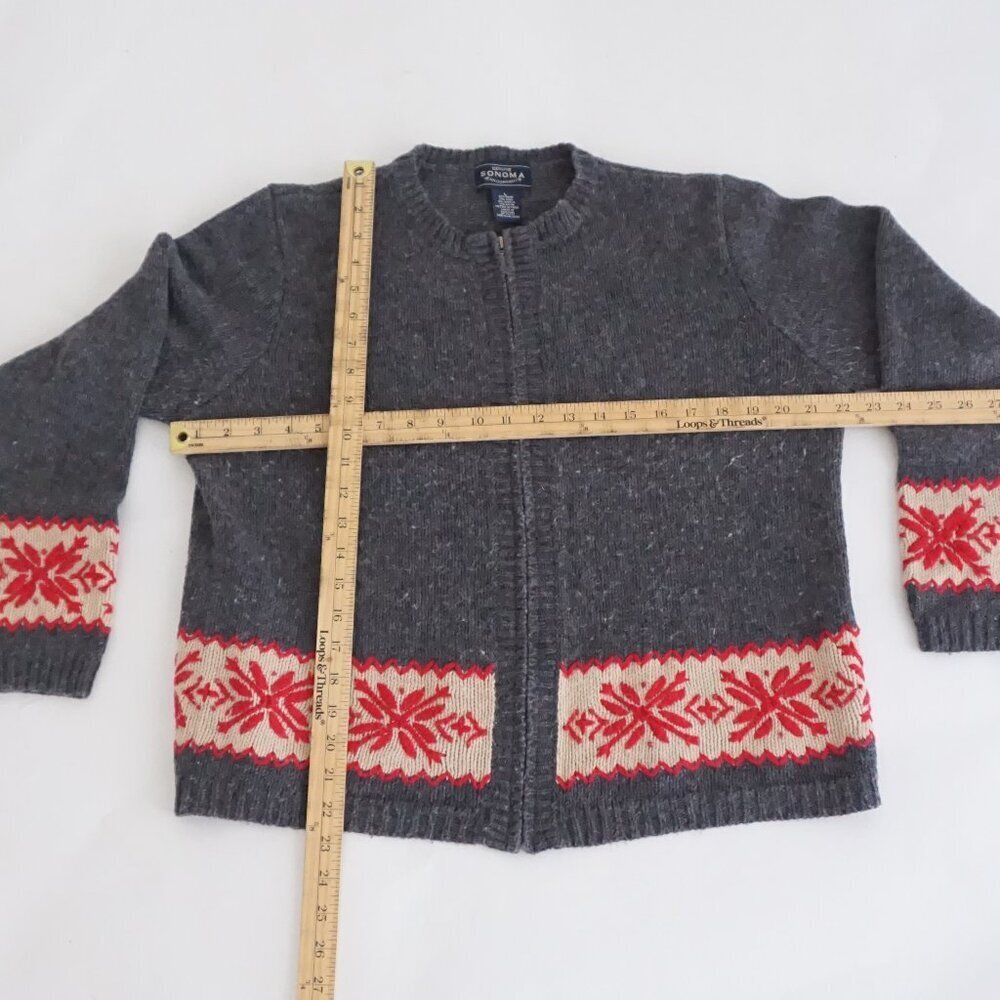 Vintage Sonoma Charcoal Nordic Zip Cardigan Cabincore Grandmacore L - Picture 3 of 8